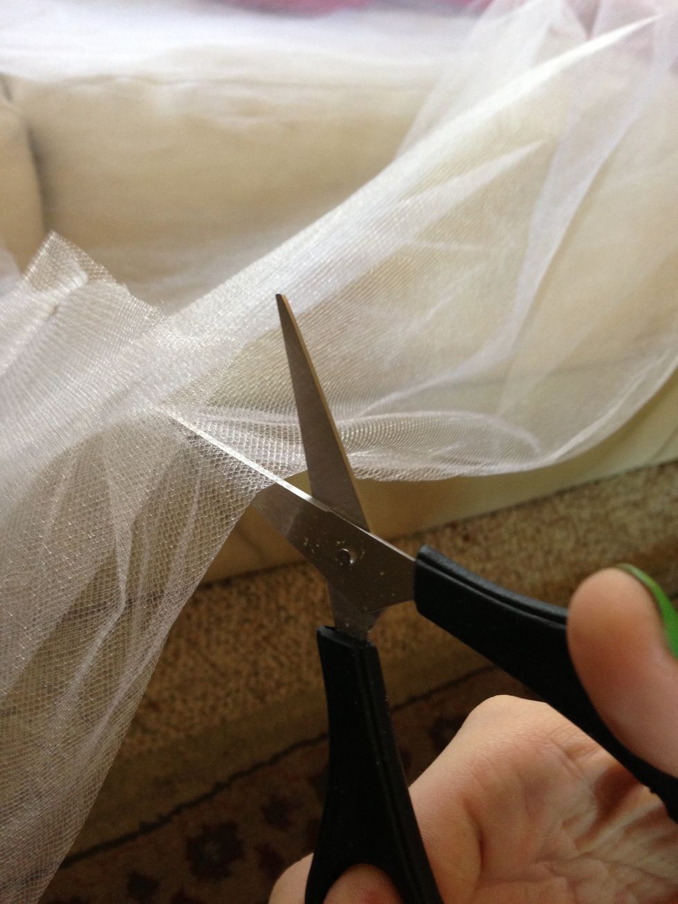 Next your going to start cutting your strips for the skirt. You want your first cut to be twice the length that you want the skirt to be.