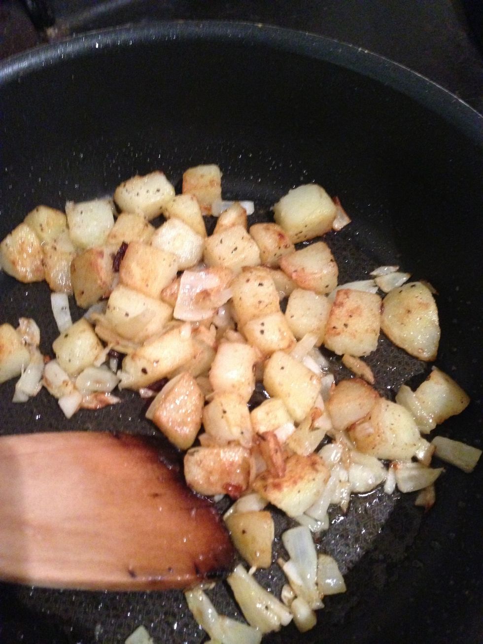 Nicely browned add onions