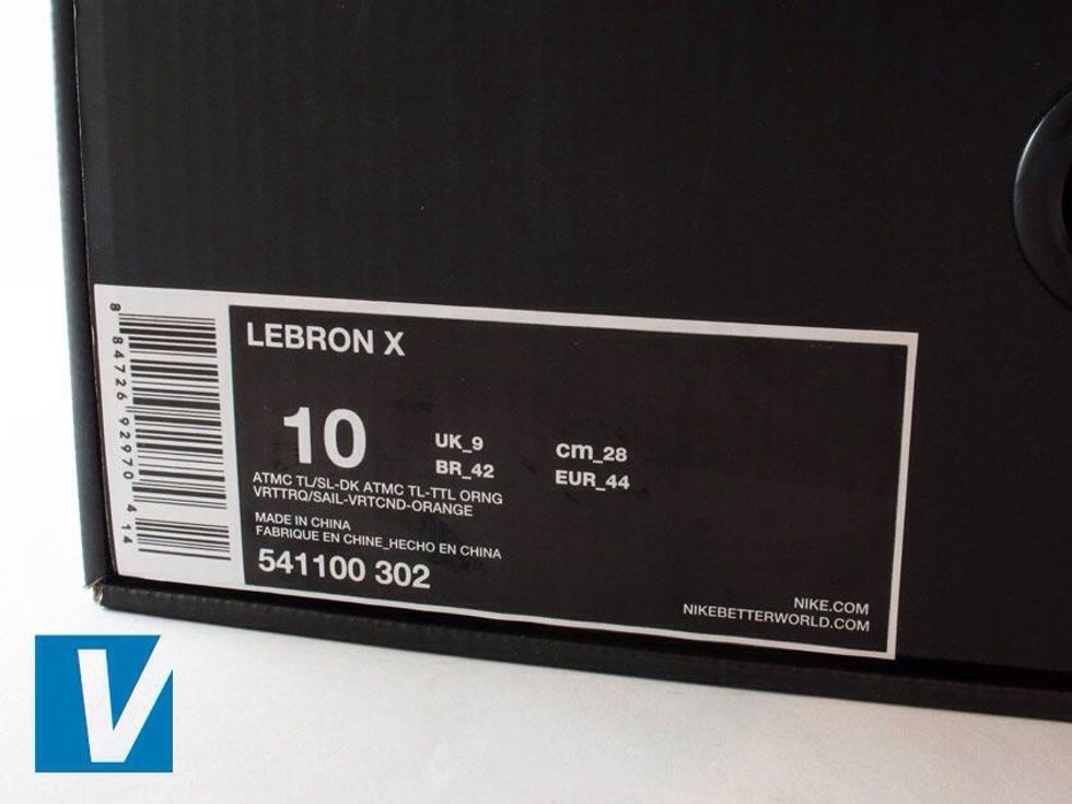 Nike retail boxes feature a label on one side detailing style name, size, color, country of manufacture and a style number. The style number is usually 9 digits long.