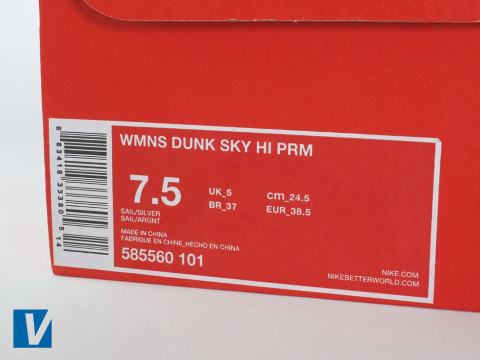 Nike retail boxes feature a label on one side detailing style name, size, colour, country of manufacture and a style number. The style number is usually 9 digits long.