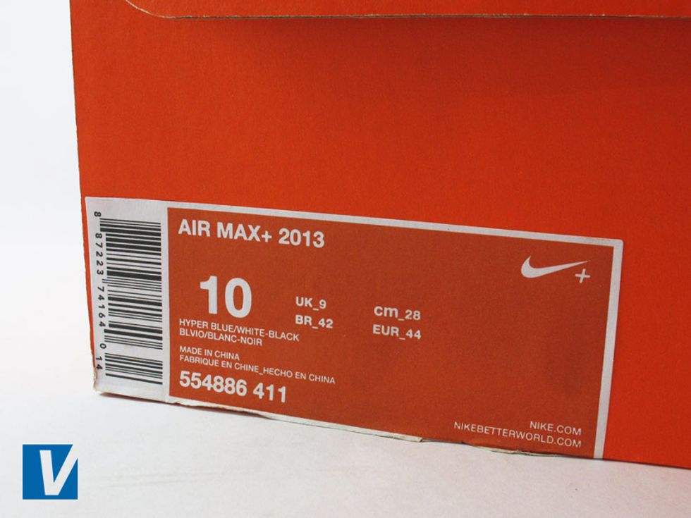 Nike retail boxes feature a label on one side detailing style name, size, colour, country of manufacture and a style number. The style number is usually 9 digits long.