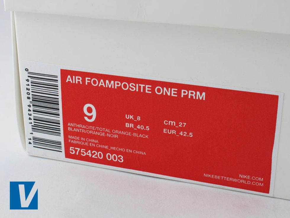 Nike retail boxes feature a label on one side detailing style name, size, colour, country of manufacture and a style number. The style number is usually 9 digits long.