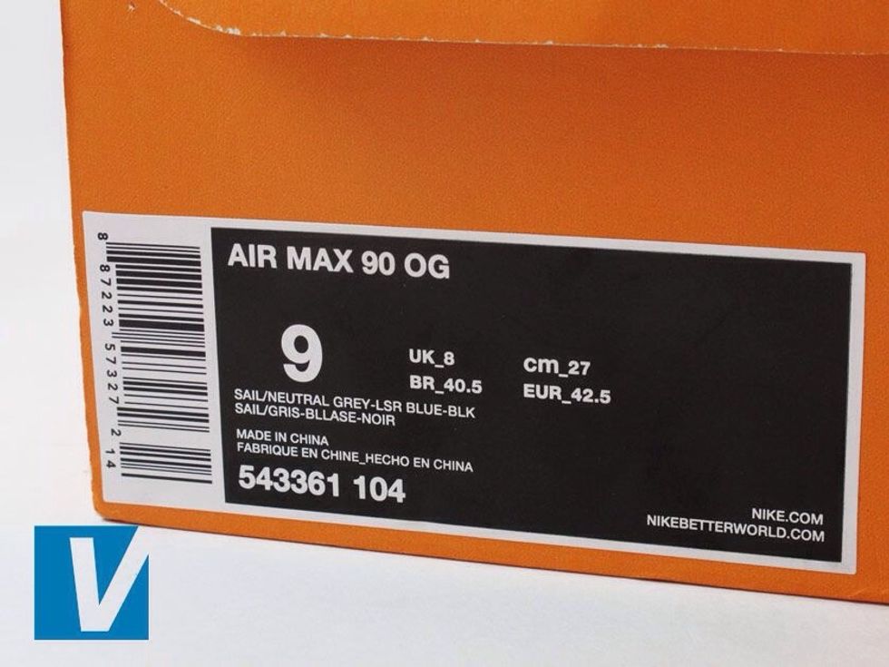 Nike retail boxes feature a label on one side detailing style name, size, colour, country of manufacture and a style number. The style number is usually 9 digits long.