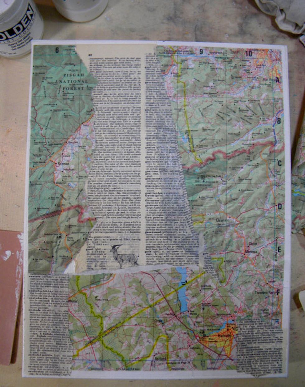 No matter how I try, I always get some ripples in my paper. I've tried lots of techniques, and now I embrace it as texture! Perfection is too hard folks! I painted a coat of matte medium on top.