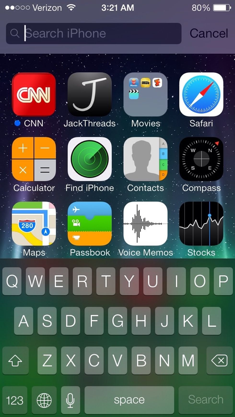 No more swiping left to get to the search feature. Just swipe down from anywhere on the home screen to access it. (except from the top, that'll instead access the notification bar)