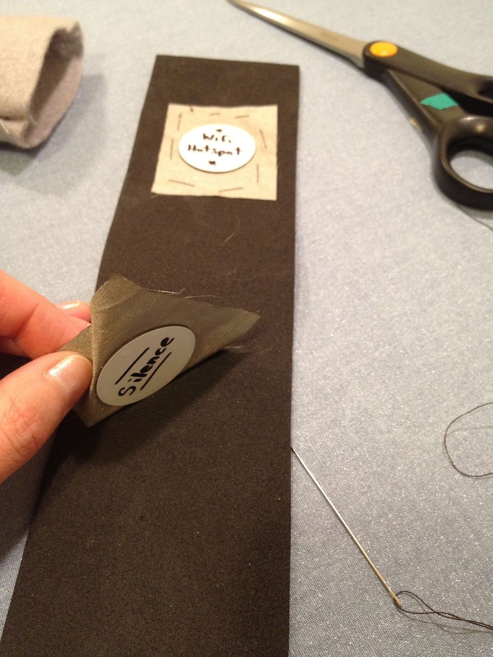 No one is going to see the stitching so it's okay if you're a bit sloppy. :) Just make sure it's in there securely. Repeat for the silence/default patch and make sure "silence" is facing inwards.