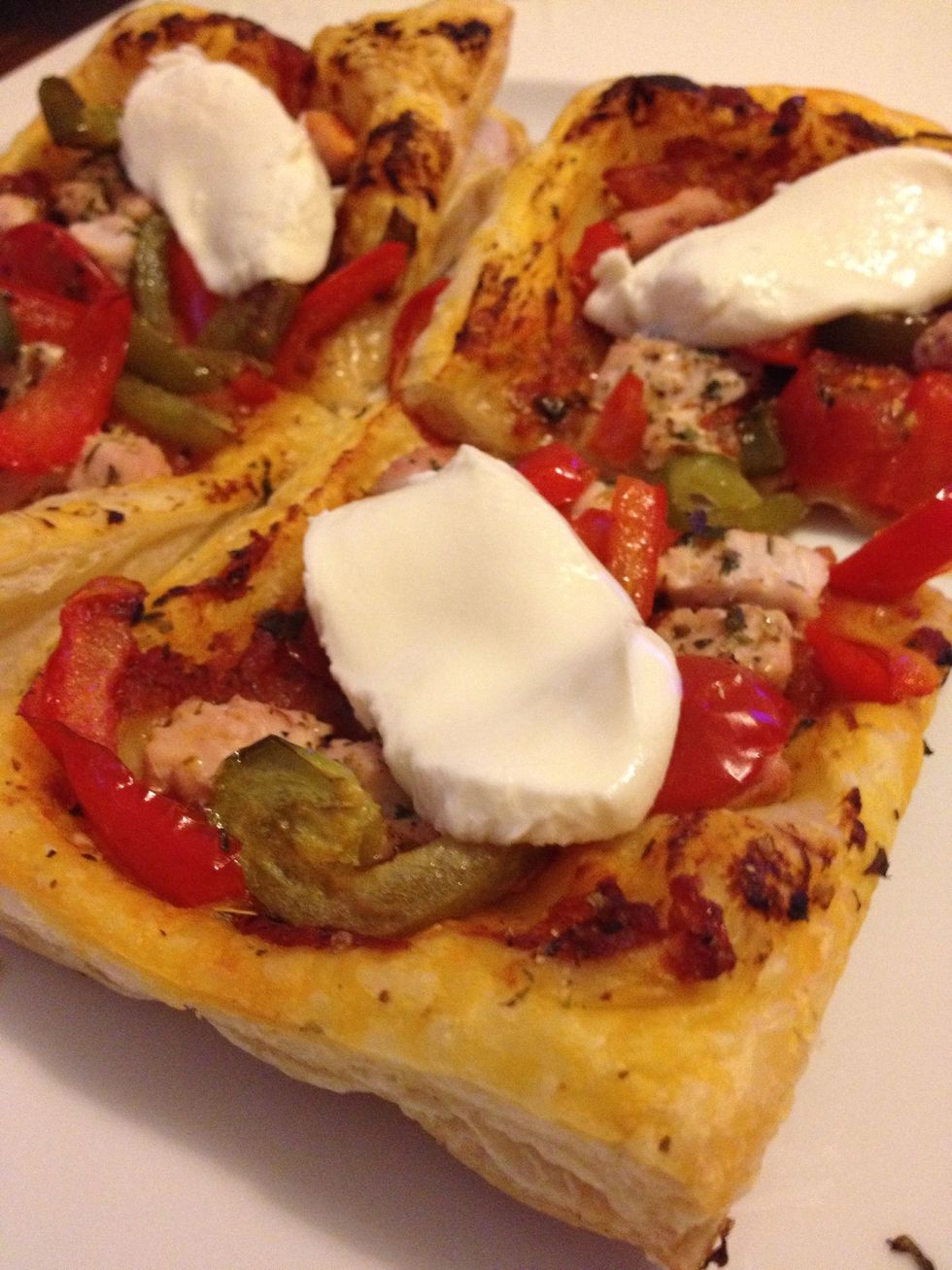 Not enough calories? Add some slices of mozzarella just after taking it out of the oven, it'll melt nicely.