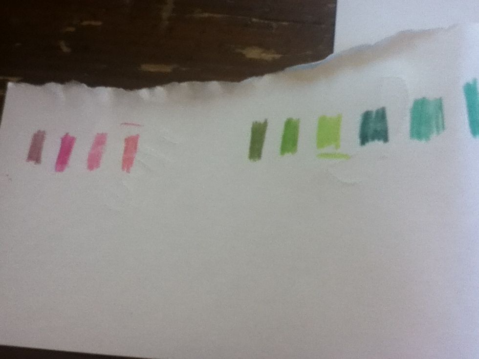 Not everyone does this, but I like to test my shades and pick which green and pink color I want.