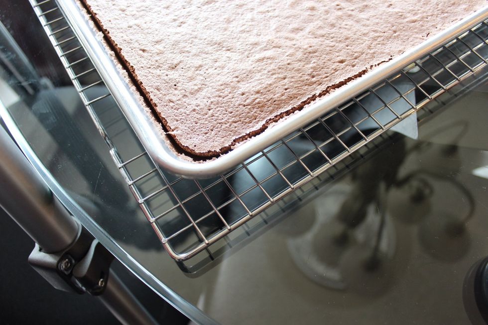 Note how the cake has naturally pulled away from the cake pan. Be careful not to over bake! Over baking will result in a dry and cracked cake.