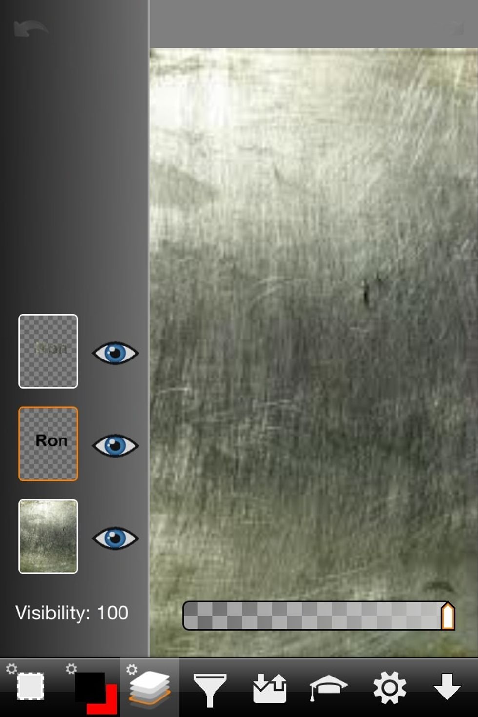 Note the text seems to have vanished. But its still there. The shadow layer is just covered by the text layer.
