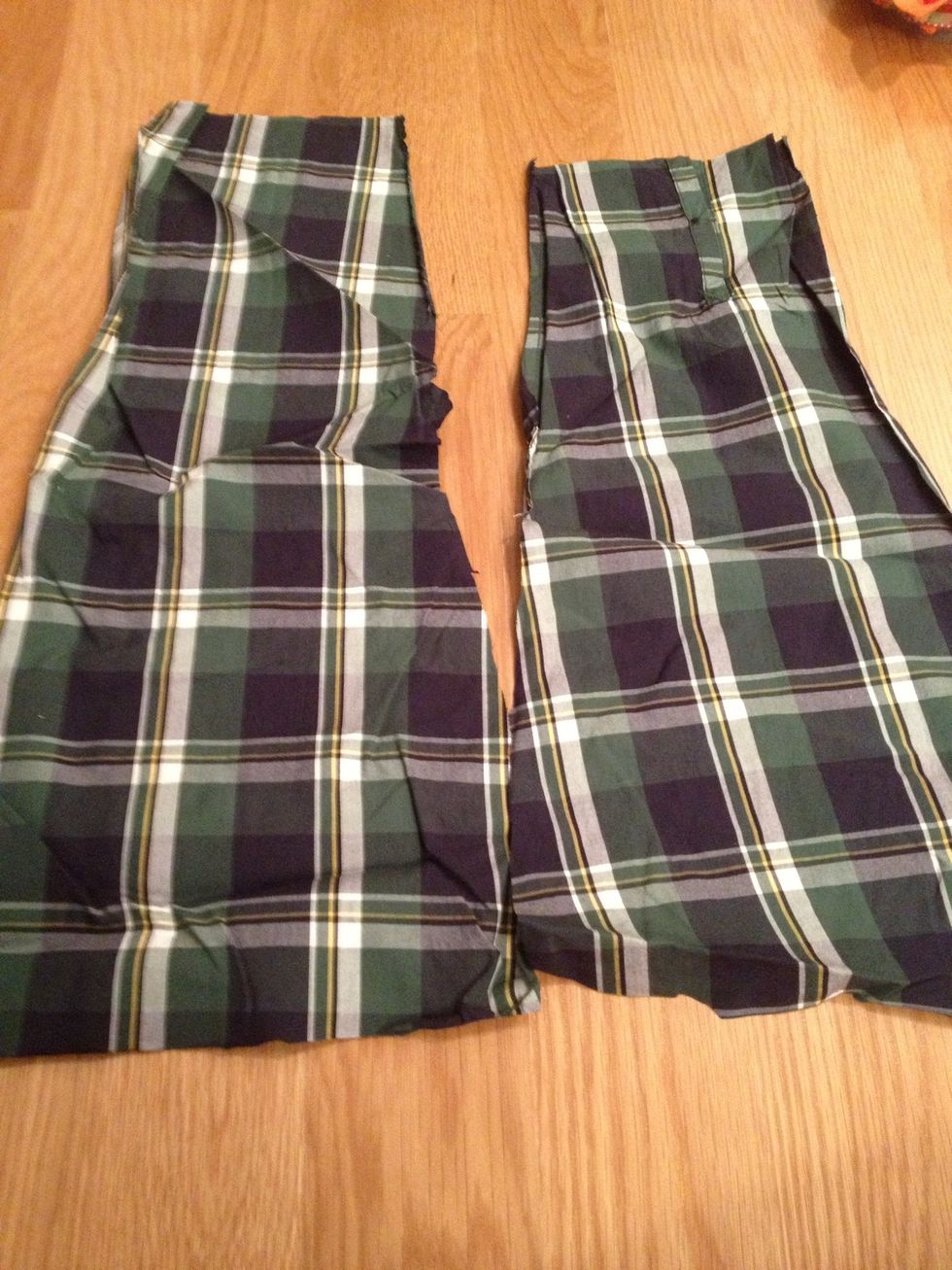 NOTE: this is just one sleeve shown. Cut down the middle of the sleeve, and make the halves rectangular. Do this for both sleeves.
