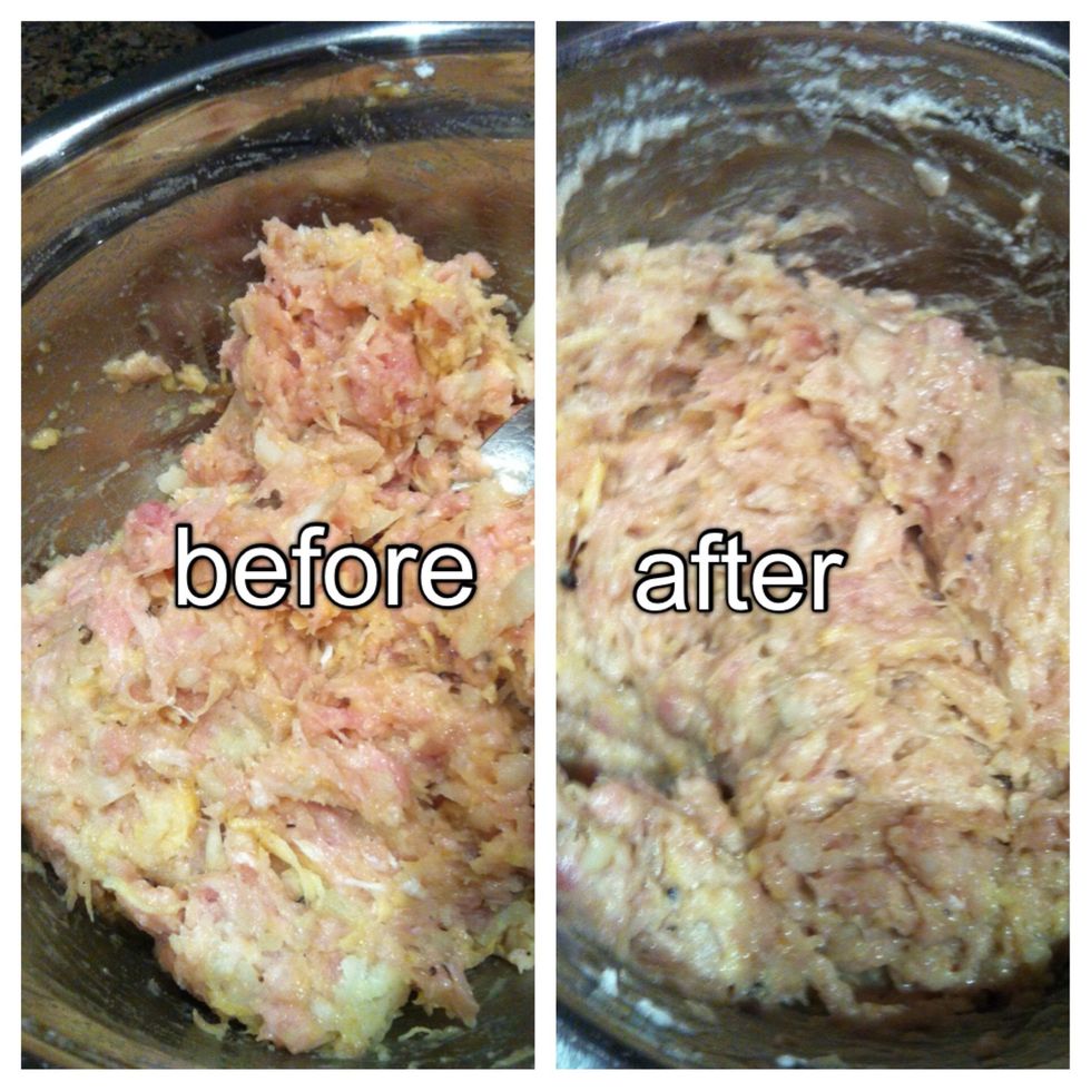 Notice how adding the egg white and soda changes the texture of the mixture into a softer and smoother texture.