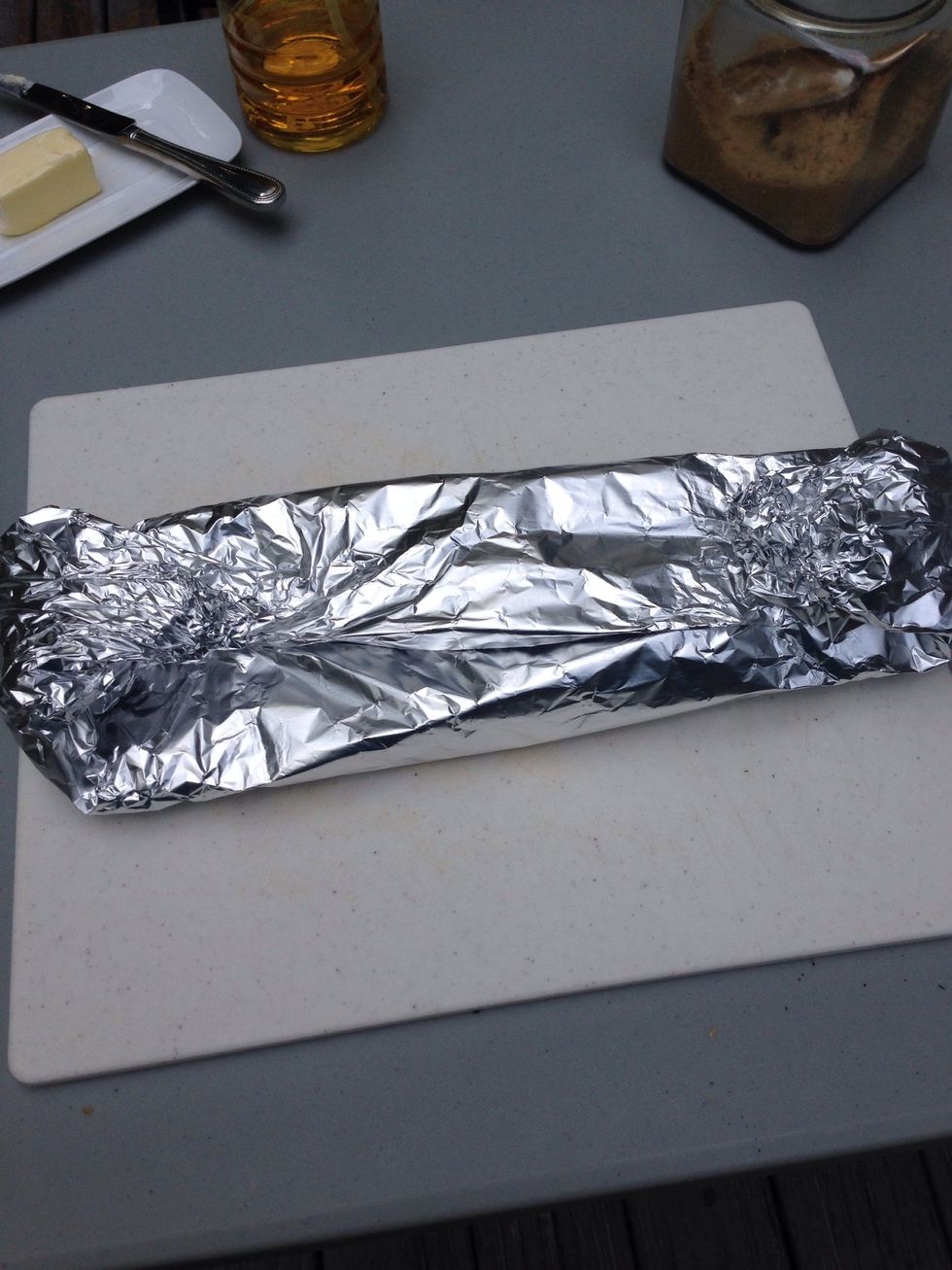 Notice how I rolled the foil, then wrapped up the sides to create a seam on top. Keep the seam-side up when you return to the grill.
