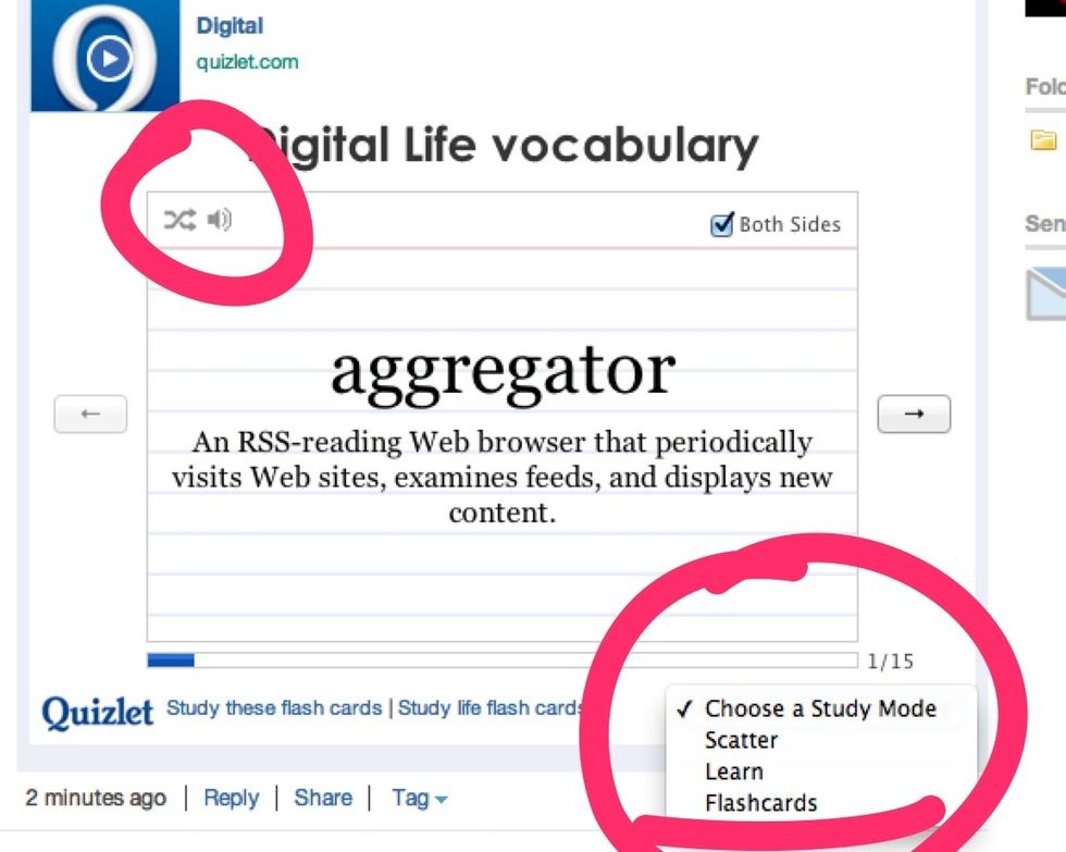 Notice students have a study mode options here. The upper left corner also has an option to enable audio.