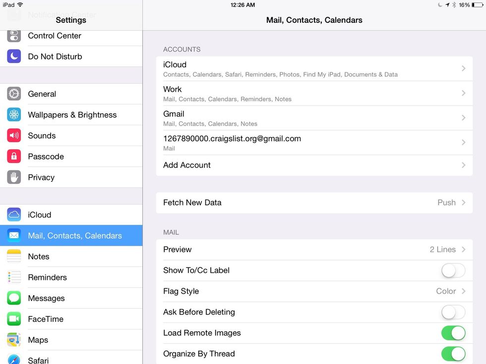 Notice that "Work" is now in the list of accounts.