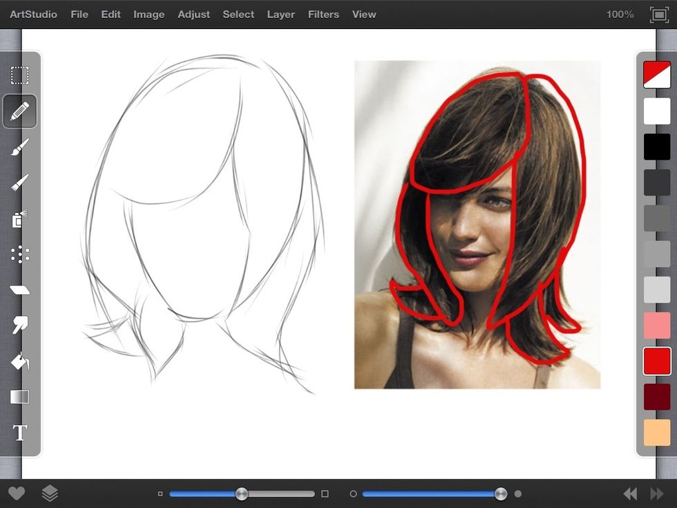 Notice the shapes I created out of the hairstyle. This breaks up the work and allows you to focus on style instead of the individual hairs themselves.