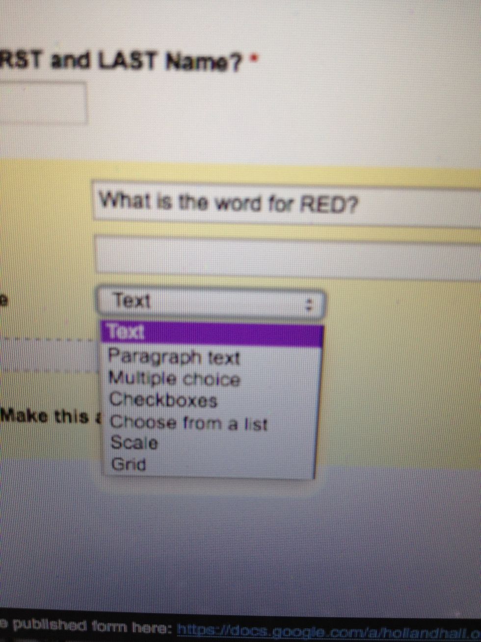 Notice you can choose from various types of questions.