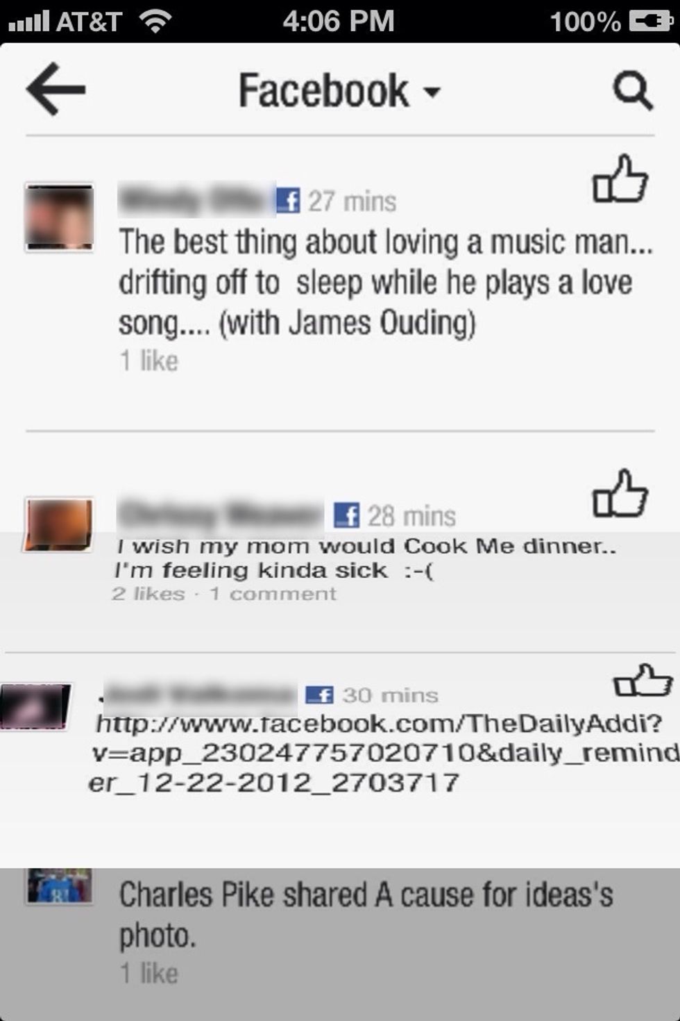 Notices that the app works like pages of a magazine. You "flip" from page to page. All the posts look real nice and easy to read.