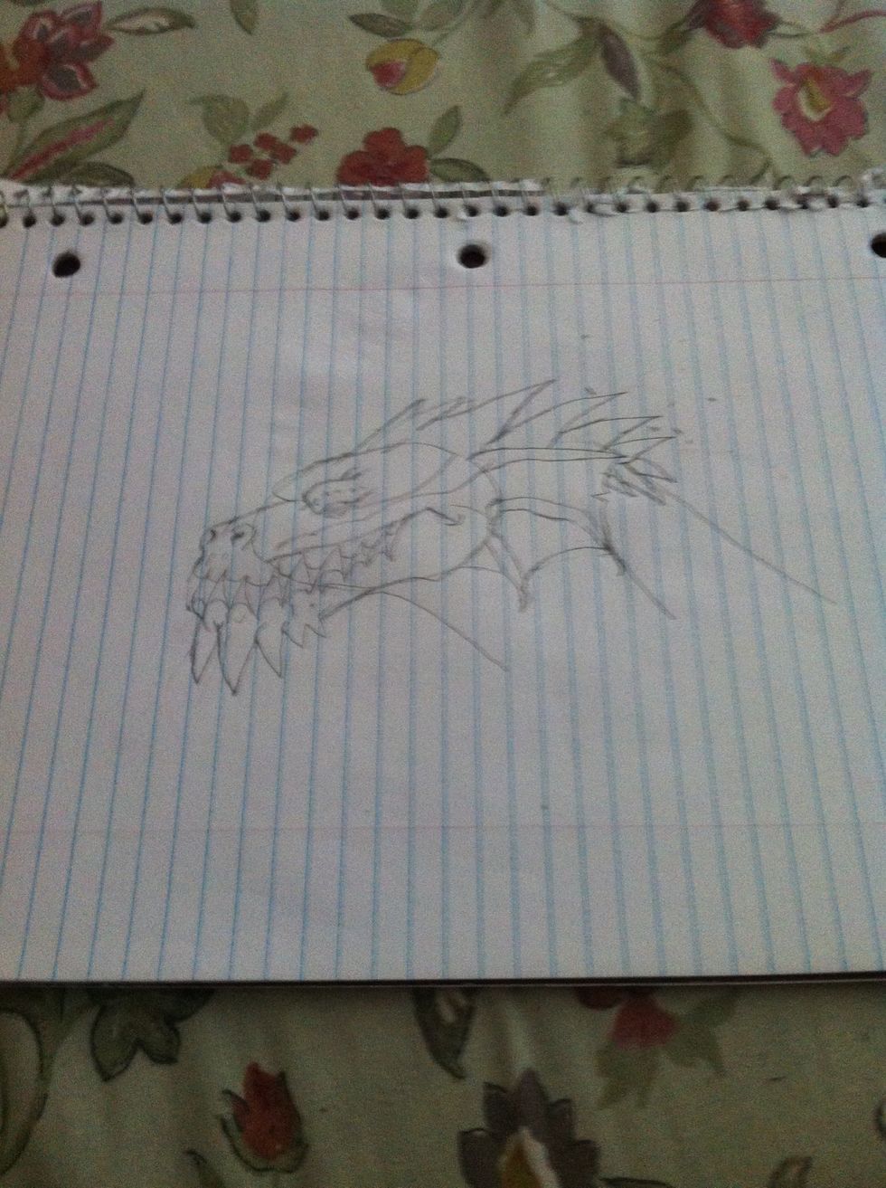 Now ad the horns and spikes going across the neck then add the ear thingy