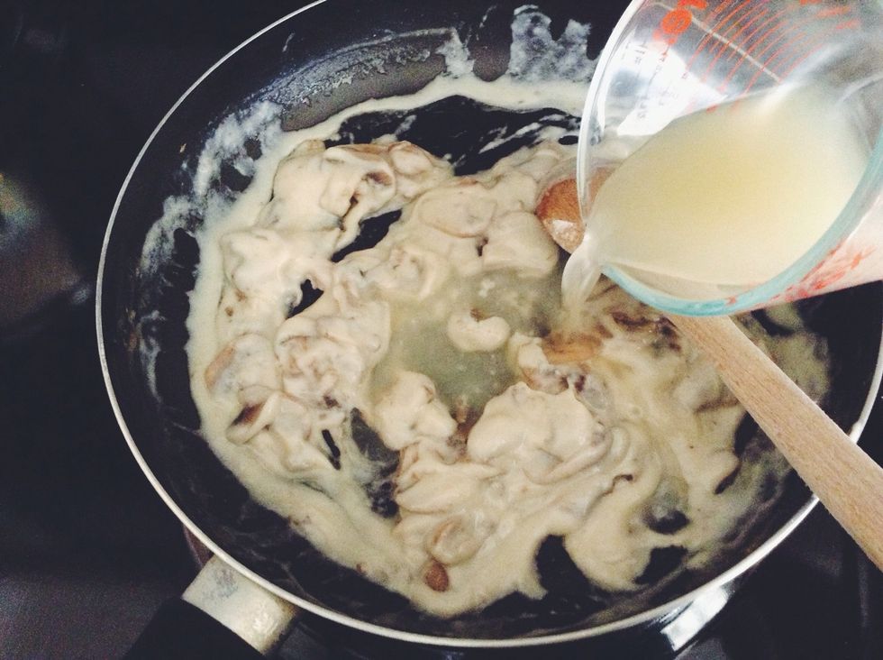 Now ad your 1/2 c. Chicken broth