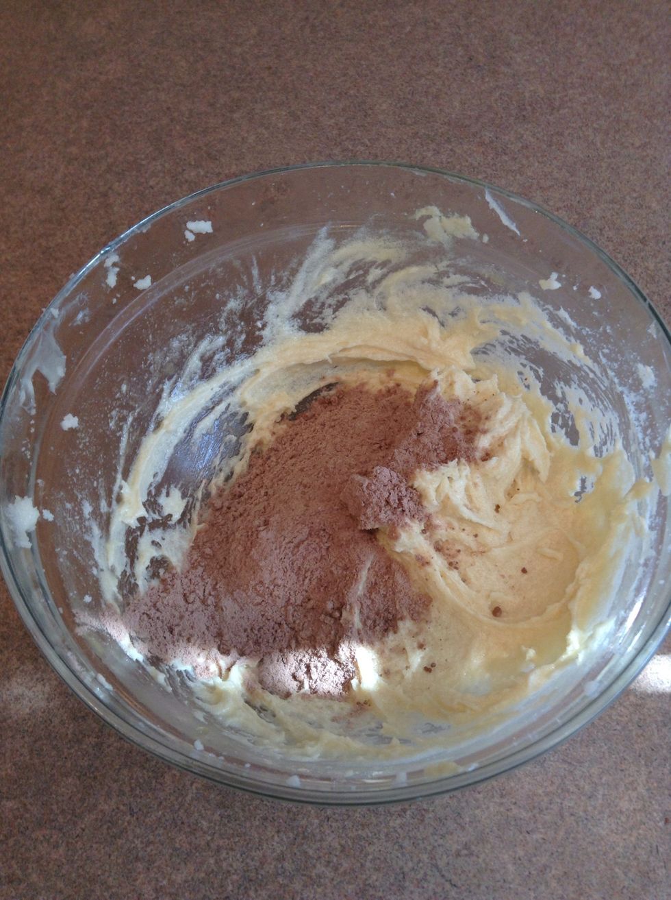 Now add 1/3 of your dry ingredients to the butter mixture and mix.