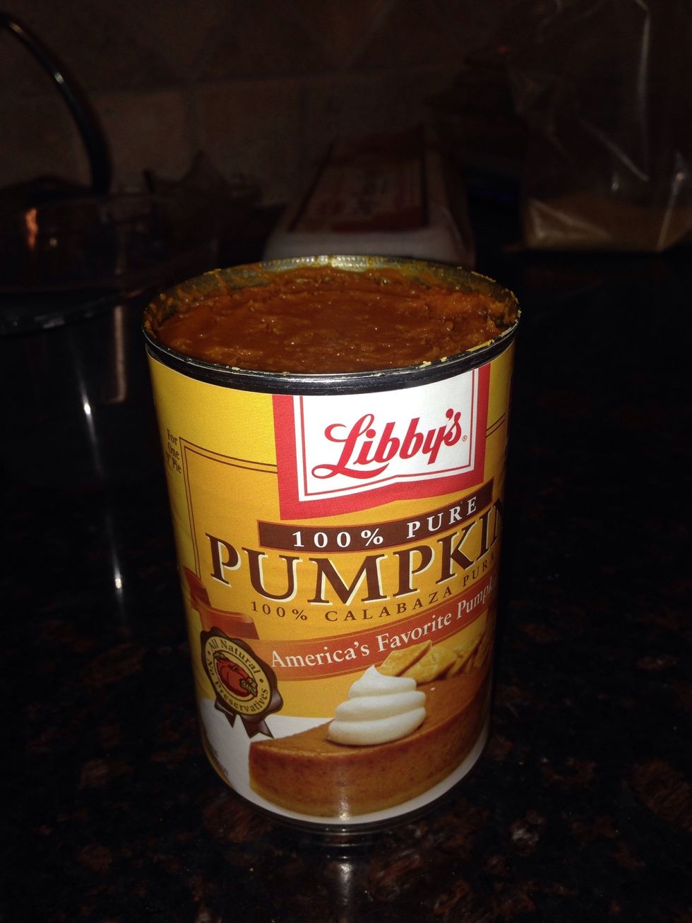 Now add 1 can pur\u00e9e pumpkin and continue beating mixture.
