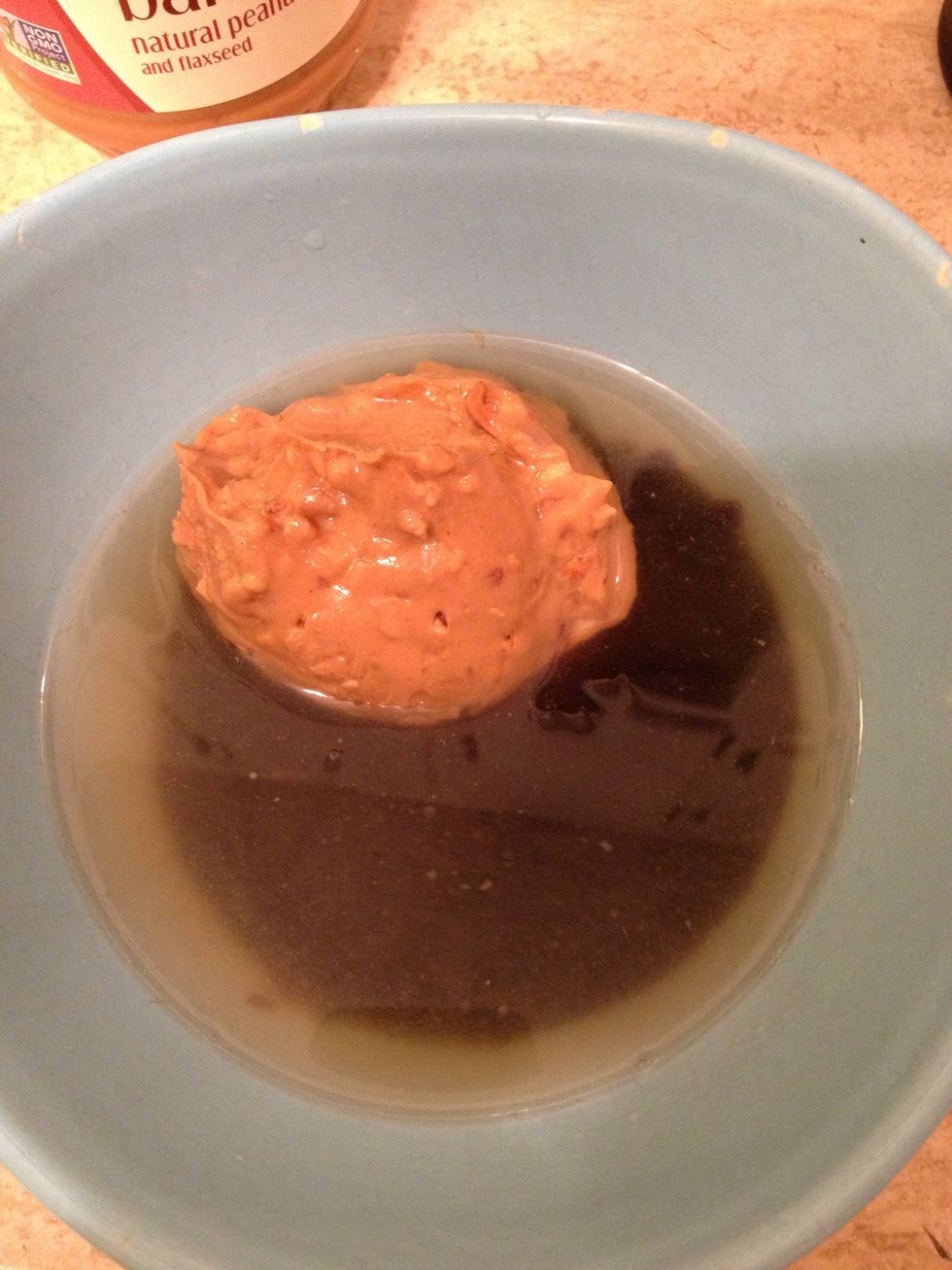 Now add 2 tbsp vinegar and 2/3 cup of warm water. Mix well. Taste. If too salty or sweet, add a bit more PB and warm water. Also the vinegar helps cut the richness so add a splash extra if too rich.