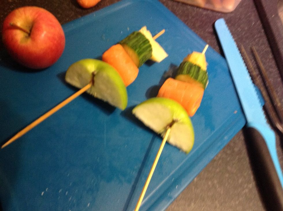 Now add a 1/4 of a large green apple