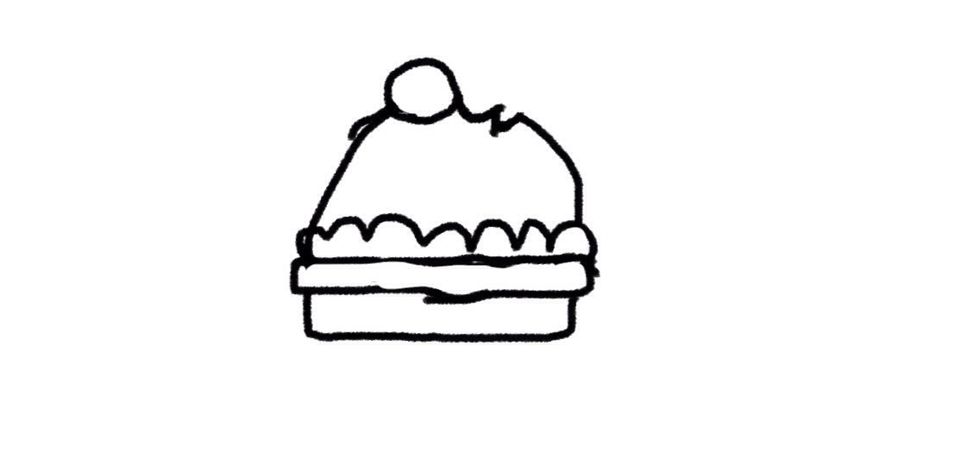 Now add a lil circle at the top of the biggest half circle shape