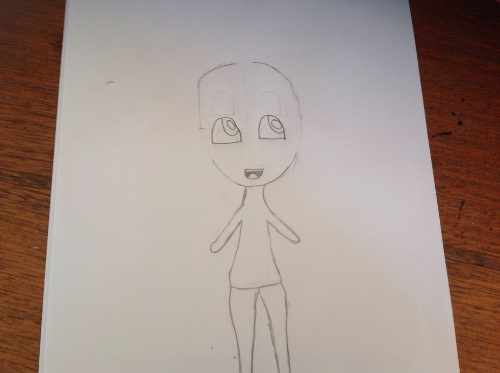 Now add a semi circle and then add another circle to create the eyes.