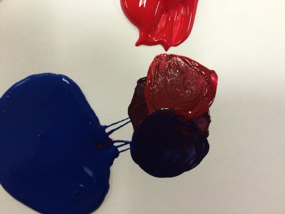 Now add a small amount of blue to the other side of your purple. This should make BLUE PURPLE (BLUE VIOLET).