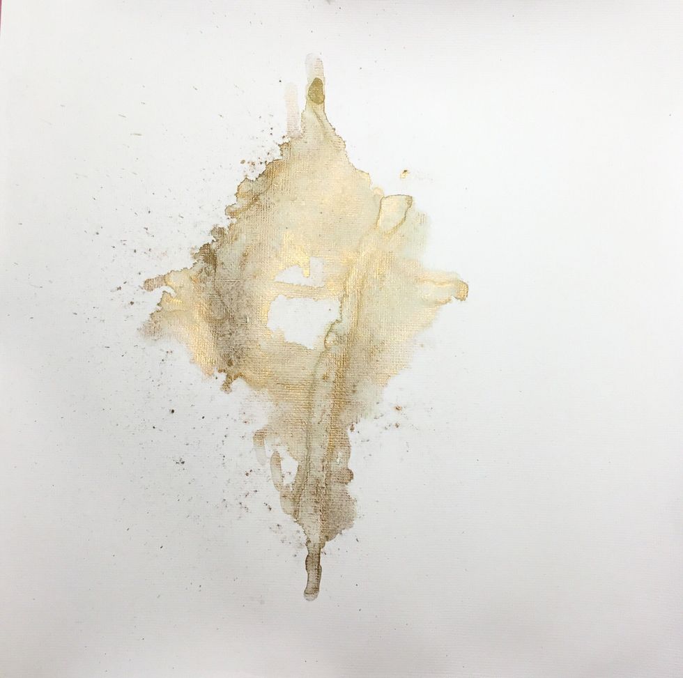 Now add a splash of colour to the centre of your white cardstock as shown. This is a very watery mixture of the Rust Mica Powder.