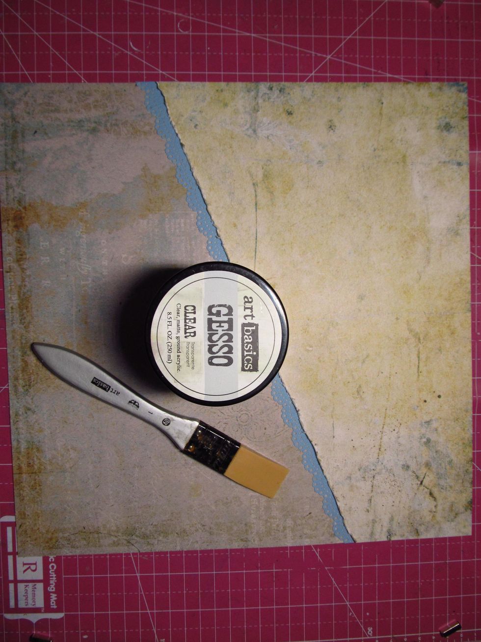 Now add a thin layer of clear gesso to your entire sheet of paper.