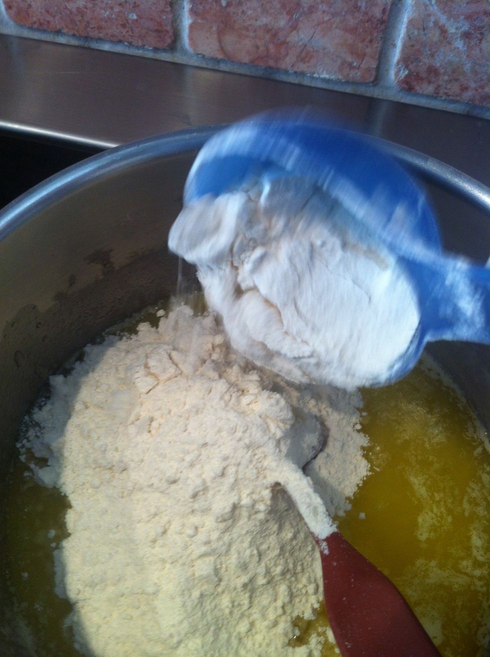 Now add all off the flour and mix