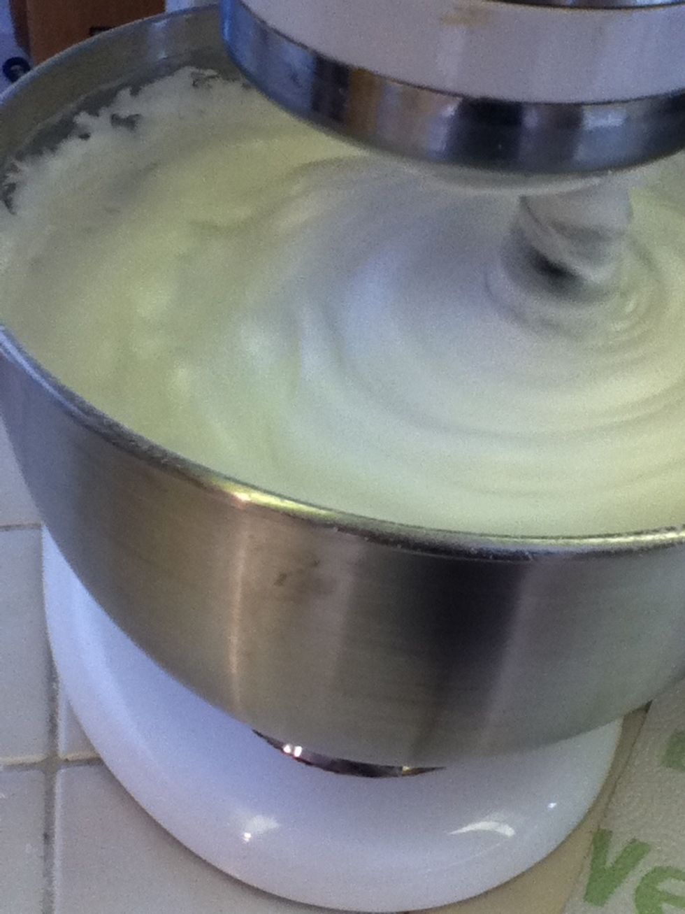 Now, add and beat in the other half.