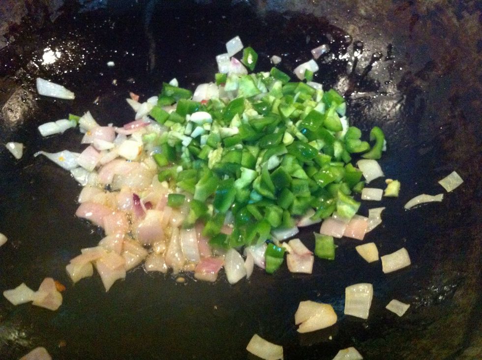 now add bell peppers and saut\u00e9 again