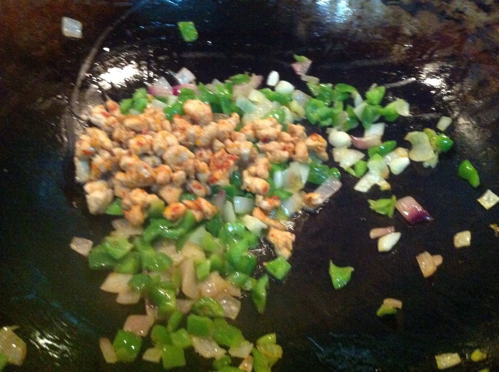 now add chicken and fry again