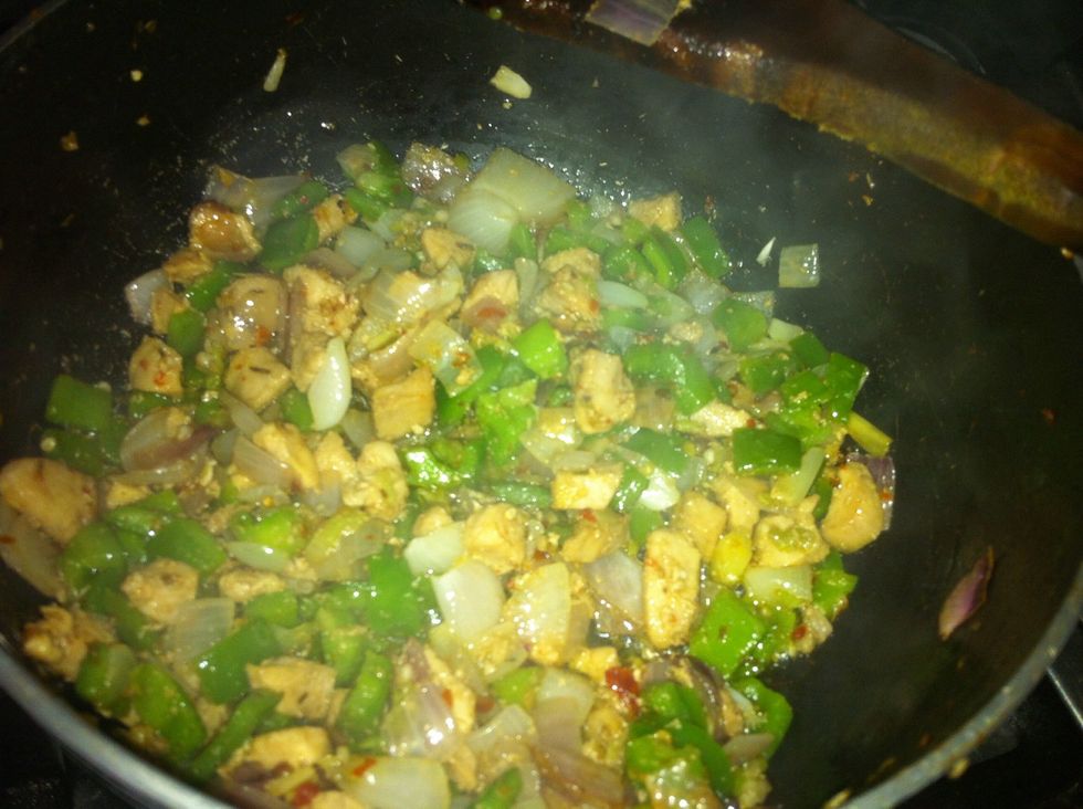 now add chicken to it