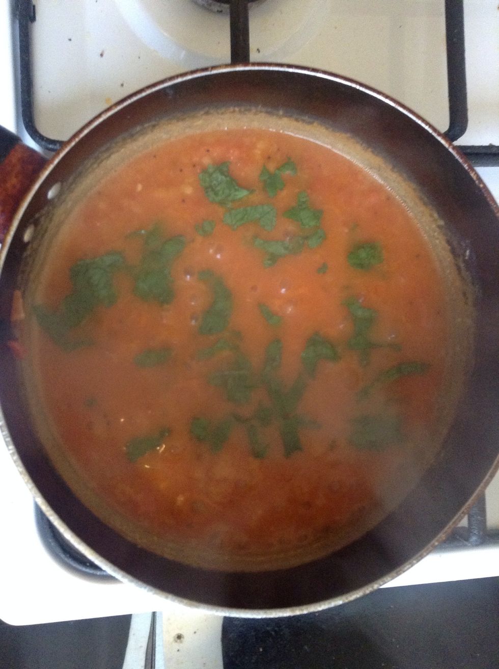 Now add coriander for garnishing.