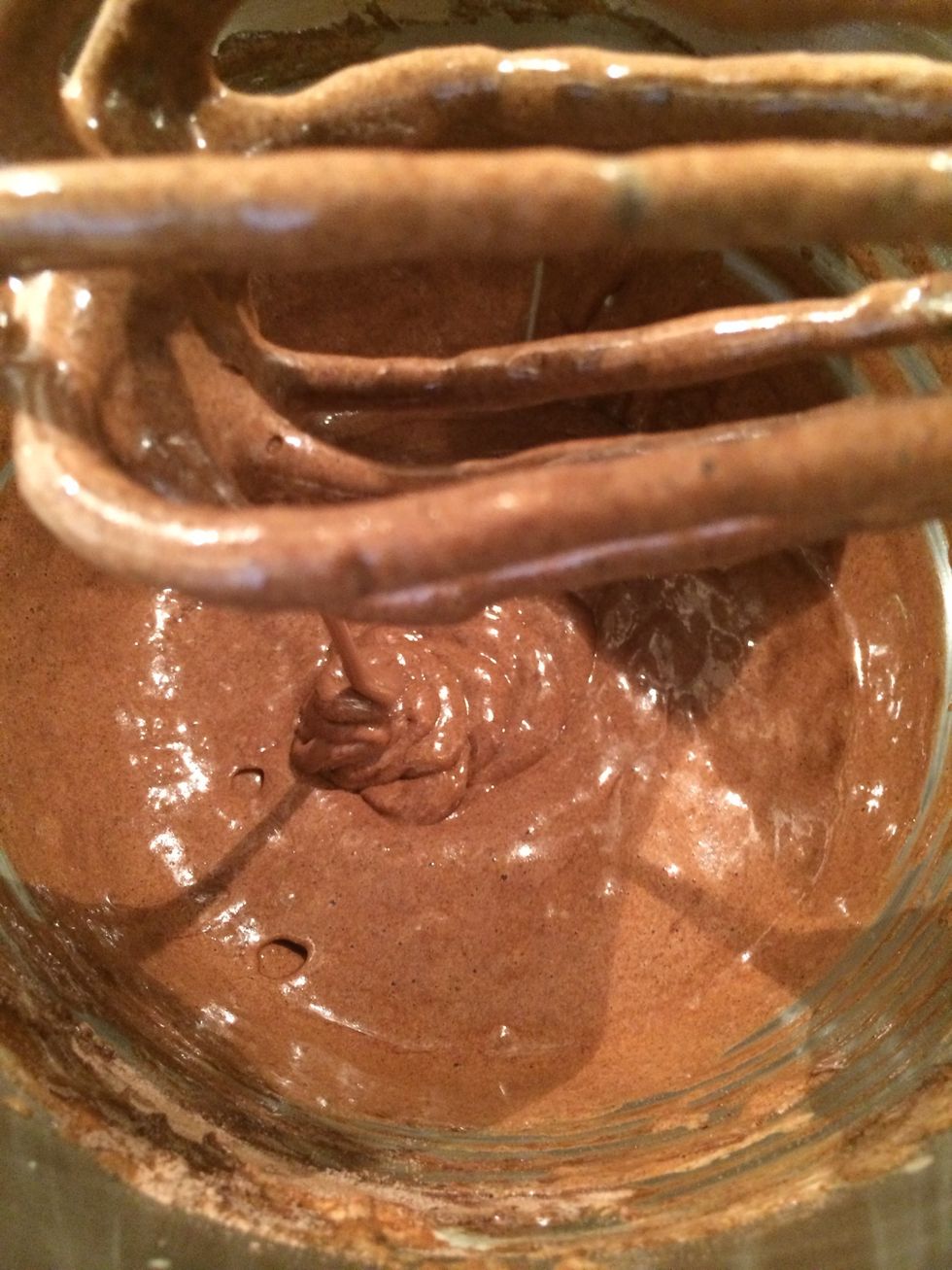 Now add delicately the melted butter. The batter is ready to go to the tray and to the preheated oven 180C for 25mins or so depends on your oven. Check