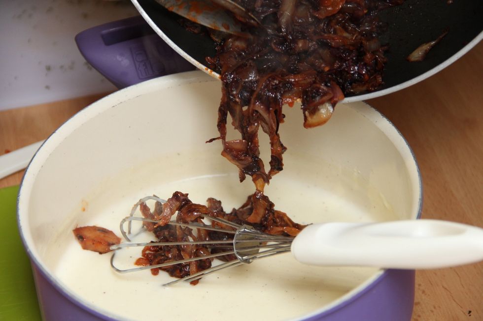 Now add it to your fresh becahemel sauce (check guide for bechamel)