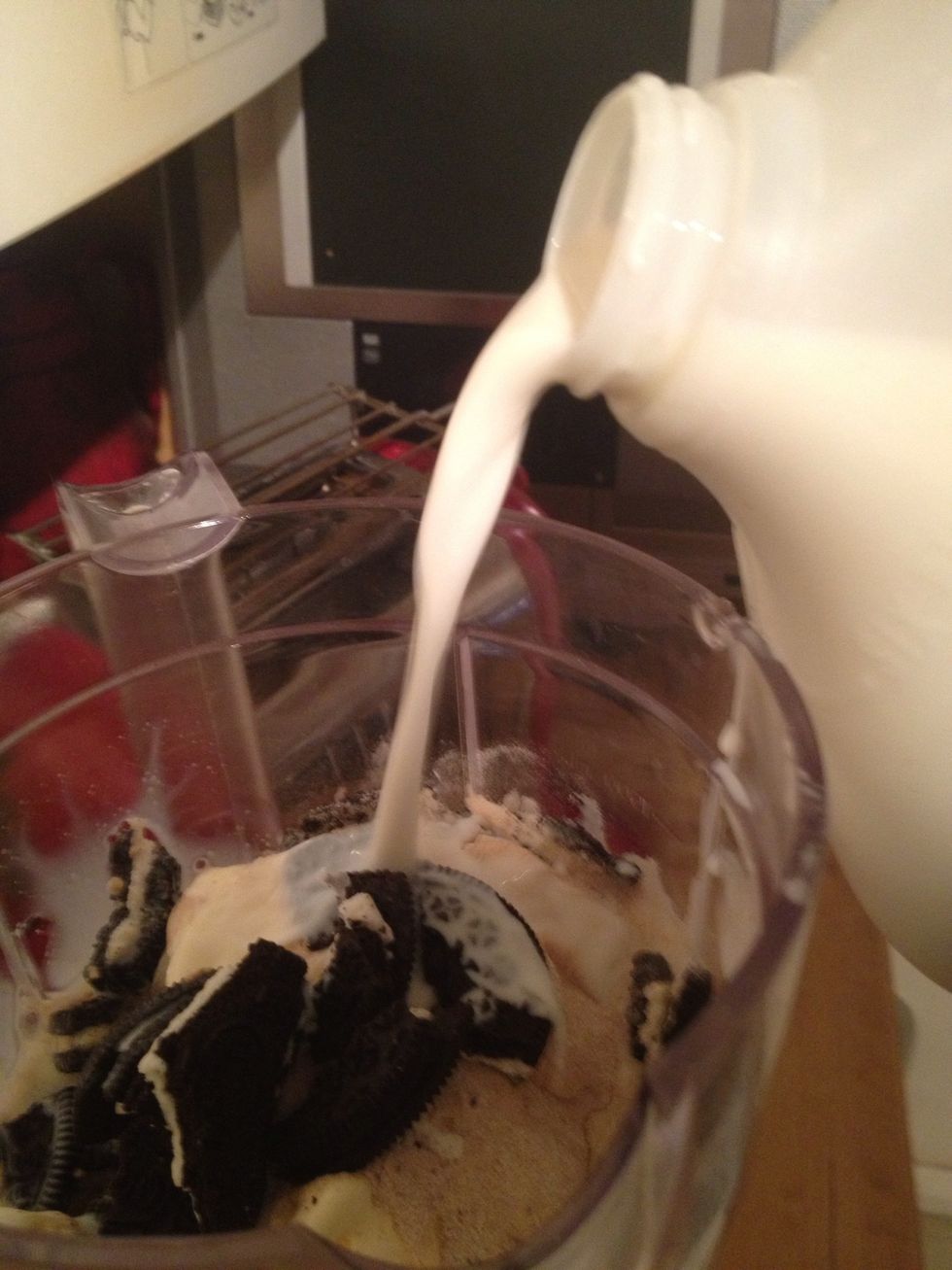 Now add milk to half the mixture