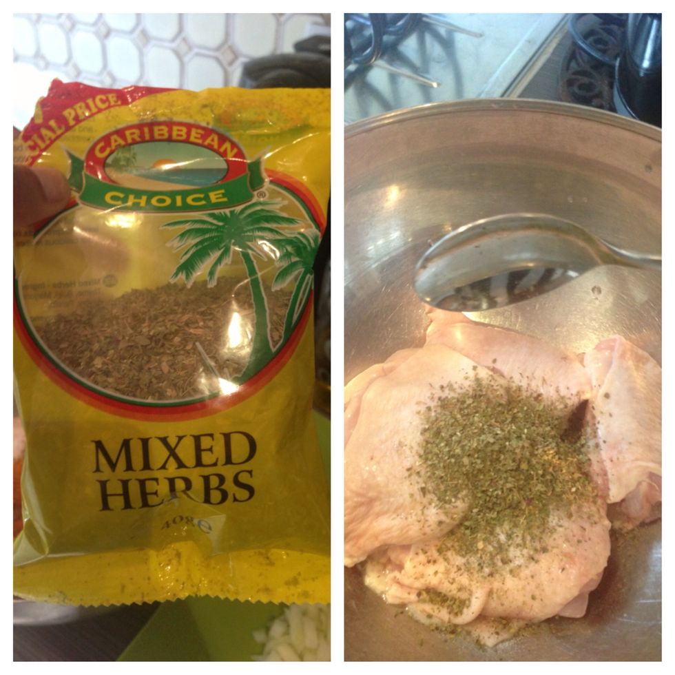 Now add one and a half tablespoons of mixed herb seasoning \ud83d\ude2c