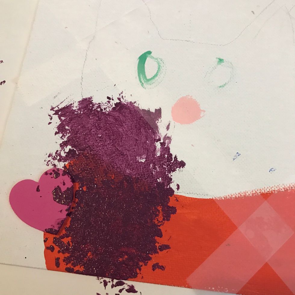 Now add paint to the sections, also ignore the stickers I couldn't get em off then I took some vasoline and they slid right off!