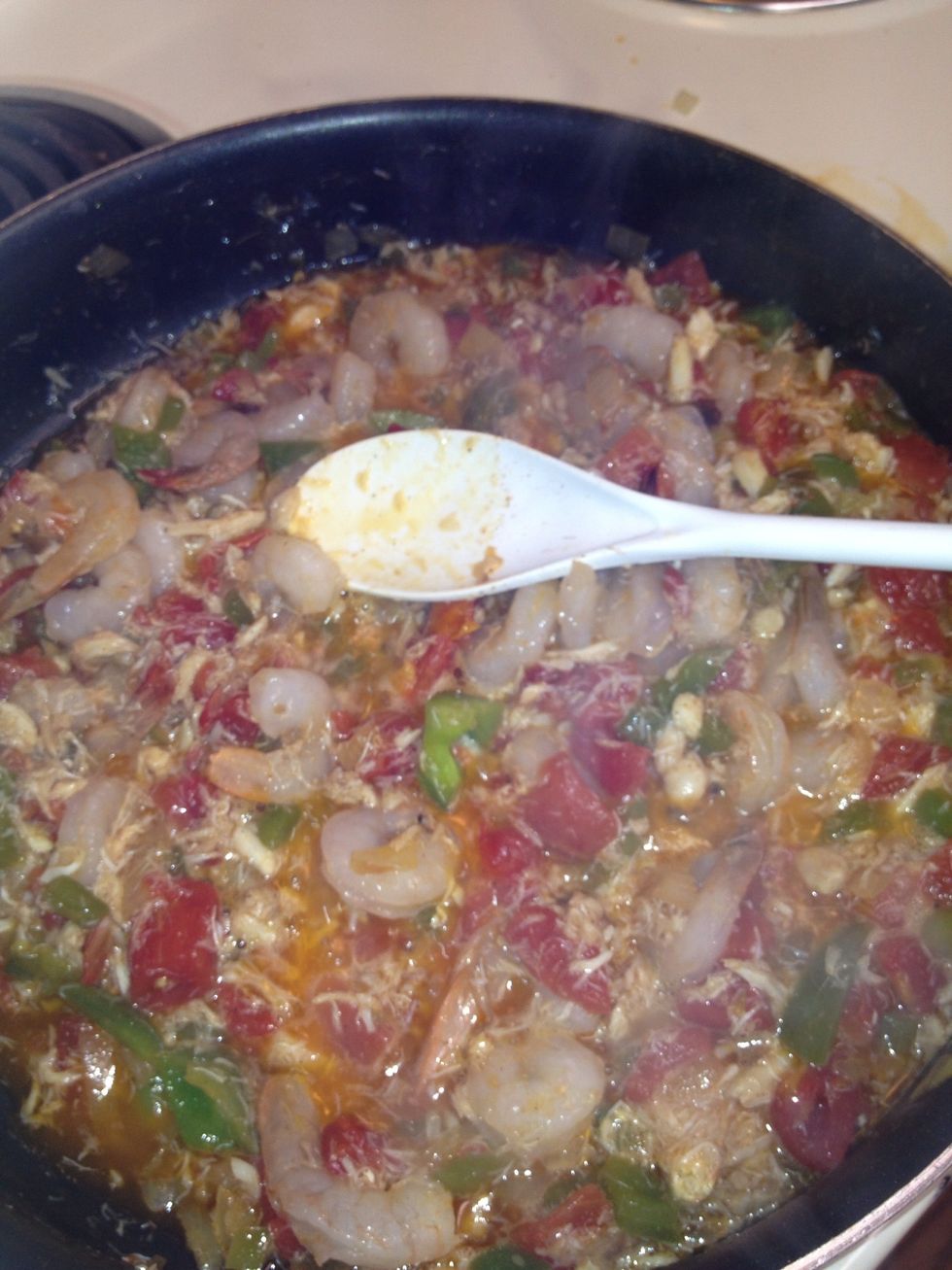 Now add shrimp and Louisiana hot sauce ... You can add however much ... Cook until shrimp becomes pink