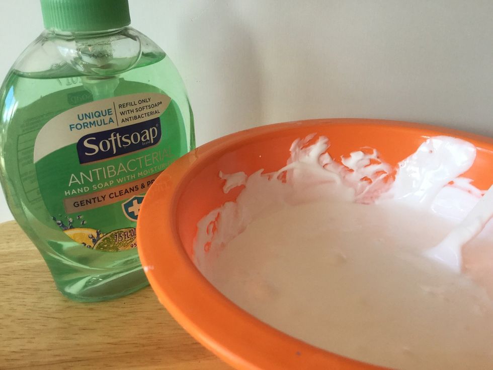 Now add soap, about 2 pumps