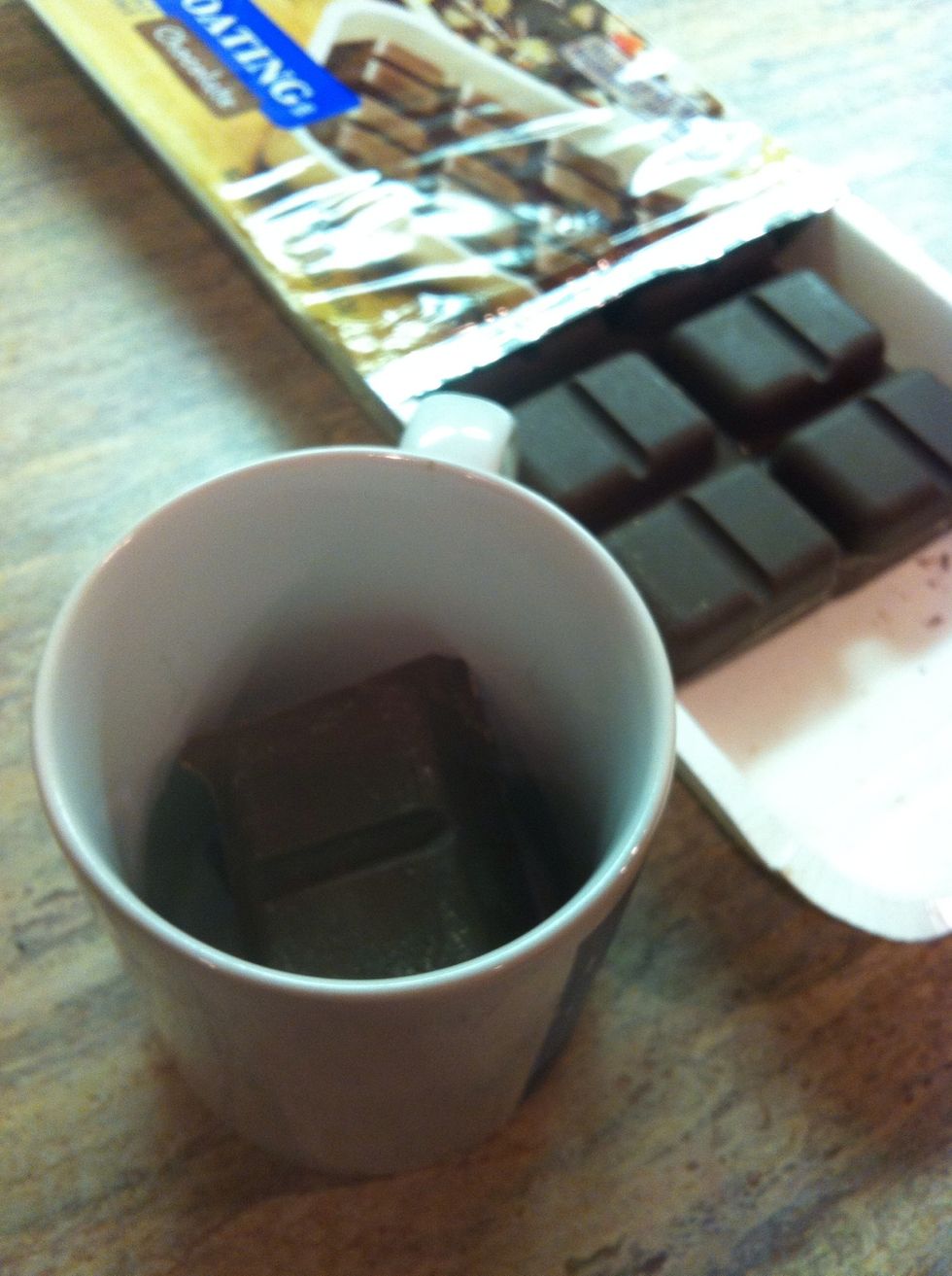 Now add some baking chocolate to a coffee mug