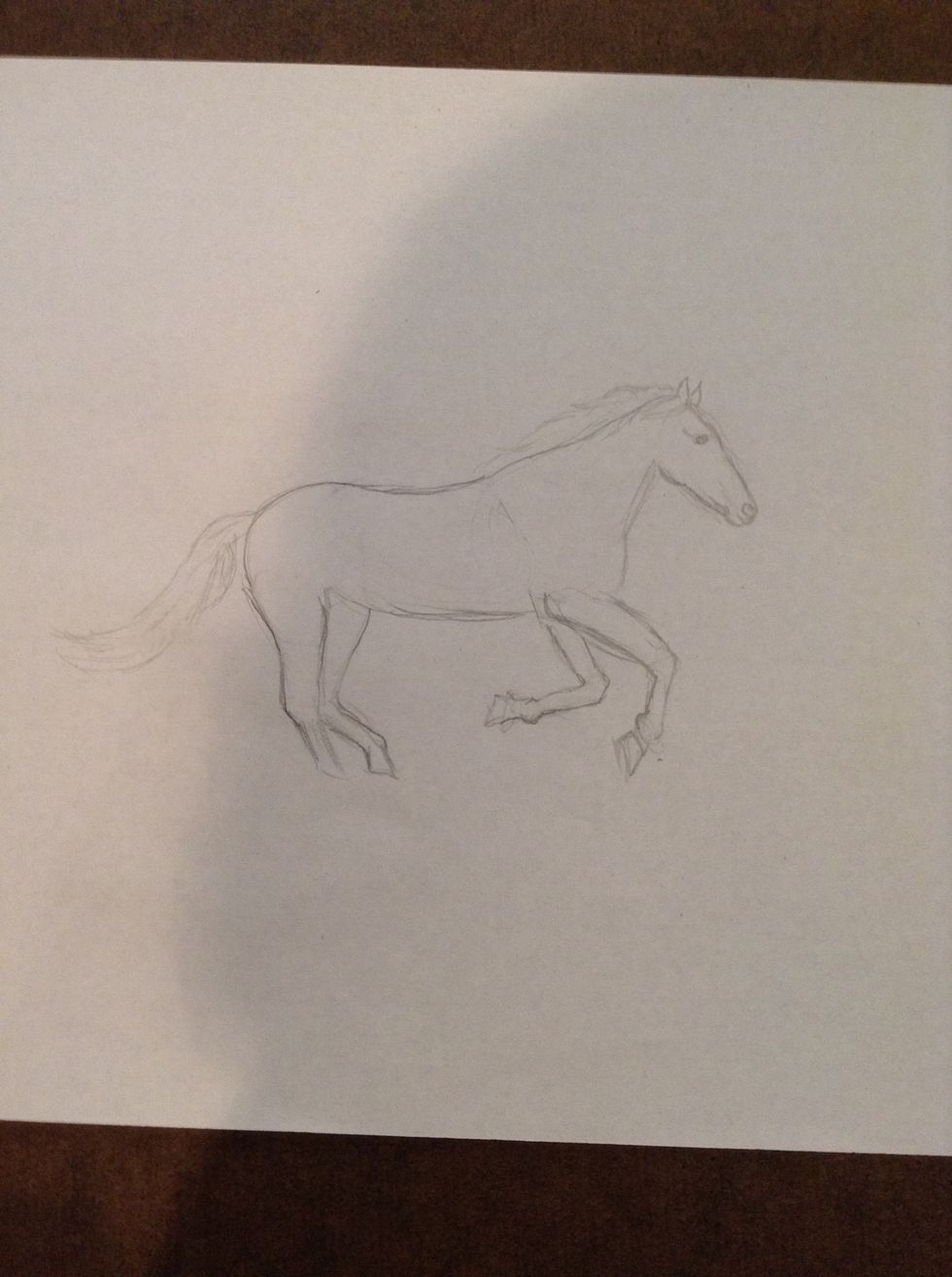 Now add some detail to the face and add the ears, tail, and mane.