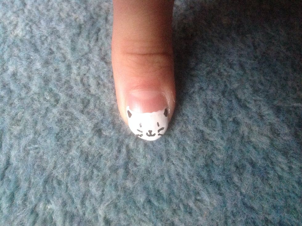 Now add some whiskers. Again you can add three if you prefer if you have a bigger nail.