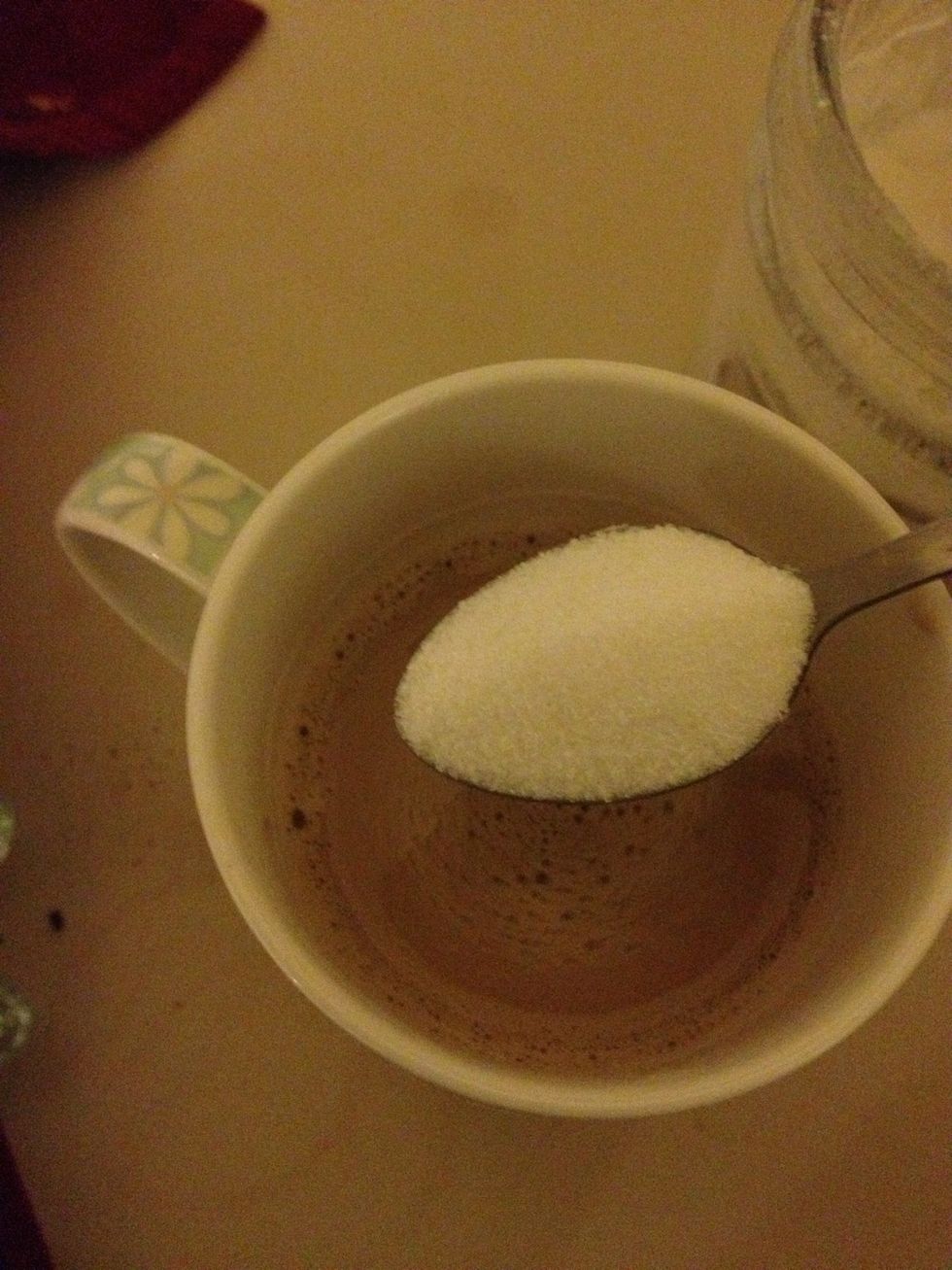 Now add sugar =). If you add sugar in the beginning with the coffee mate your mixing will become difficult and it won't dissolve the coffee well. Always best to add it in the end with the water.